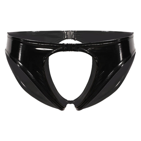Wet look  Crotchless Glossy Panties
